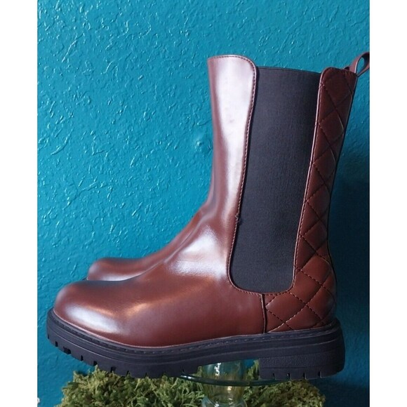 Liliana Dreamer Quilted Chelsea Mid Calf Boots In Brown Womens Size 9 - Picture 3 of 9